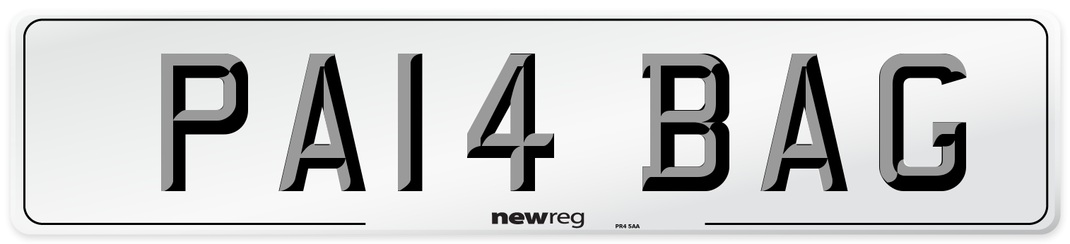 PA14 BAG Number Plate from New Reg